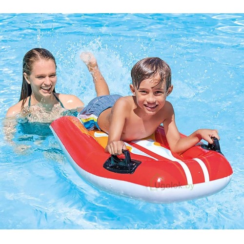 Надувной плотик с ручками Intex Joy Rider 112x62 см (58165) 6+, красный Надувной плотик с ручками Intex Joy Rider 112x62 см (58165) 6+, красный