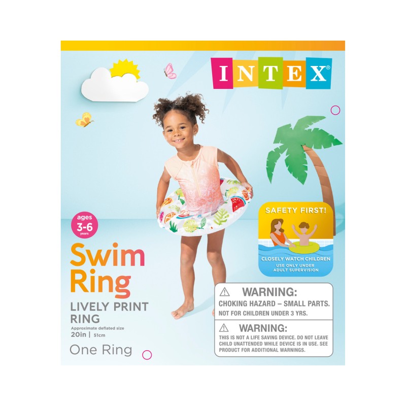 Надувной круг Lively Print 51 см Фрукты Intex 59230 3-6 лет 59230-2 - фото 4 | Ugolok.by