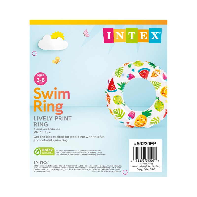 Надувной круг Lively Print 51 см Фрукты Intex 59230 3-6 лет 59230-2 - фото 5 | Ugolok.by