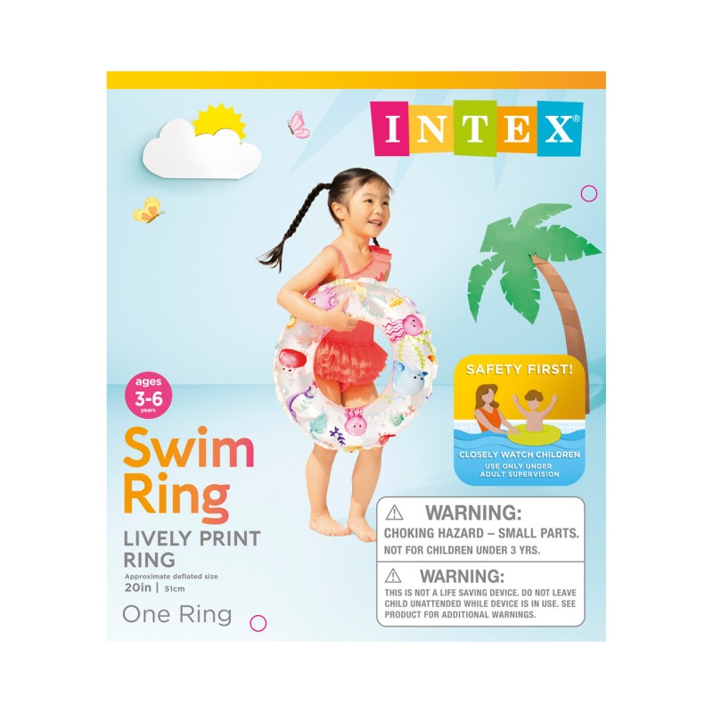 Надувной круг Lively Print 51 см Морские жители Intex 59230 3-6 лет 59230 - фото 2 | Ugolok.by