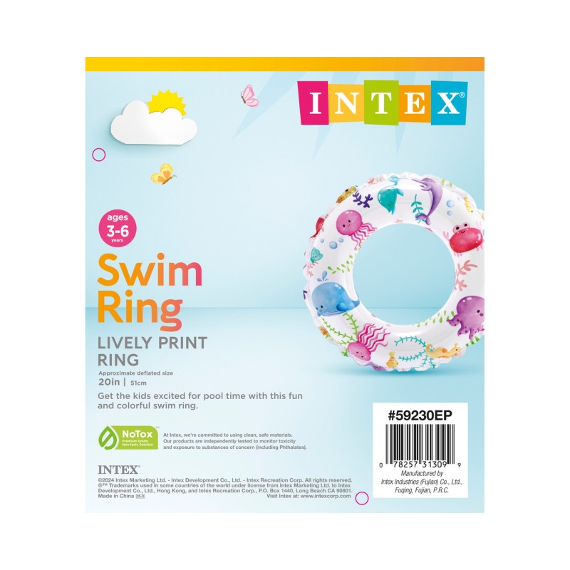Надувной круг Lively Print 51 см Морские жители Intex 59230 3-6 лет 59230 - фото 3 | Ugolok.by