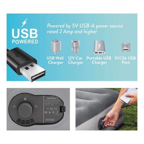 64159 Матрас-кровать надувная Mid-Rise Comfort со встроенным USB-насосом 152х206х36см до 273кг