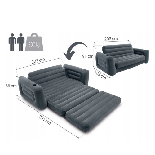 Надувной диван-кровать 224x203x66 см (66552)