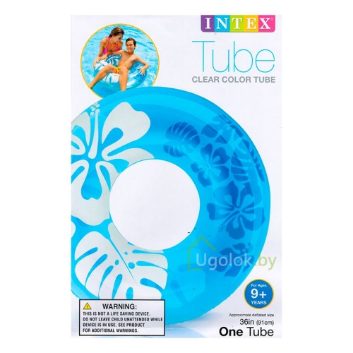 Круг надувной плавательный Clear Color 91 см Intex 59251NP 9+ (голубой)
