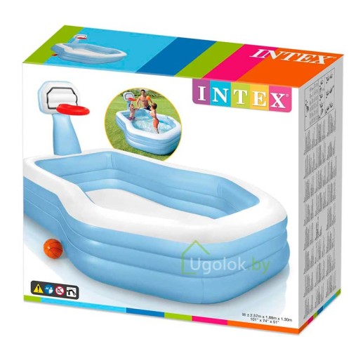 Семейный бассейн Intex с баскетбольным кольцом 257х188х130 см (57183NP)