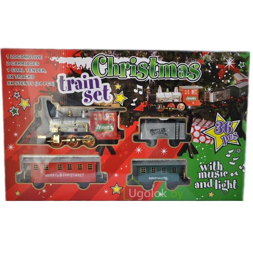 Набор Новогодняя железная дорога, 36 предметов, диаметр 80 см, на батарейках Набор Новогодняя железная дорога, 36 предметов, диаметр 80 см, на батарейках