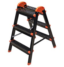 Стремянка-табурет Zalger двусторонняя, черная 3 ступени (сталь)