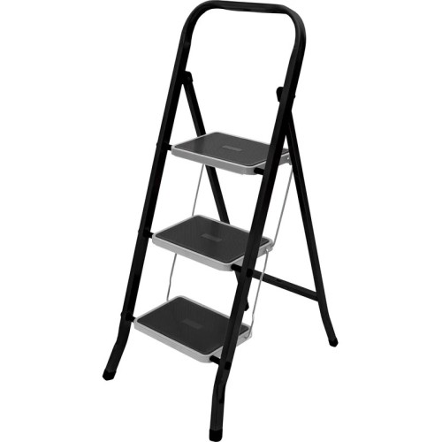 Стремянка DUO Jet Black 3 широкие ступени с ковриком (сталь) Zalger 9910-3 К 9910-3 К - фото 2 | Ugolok.by