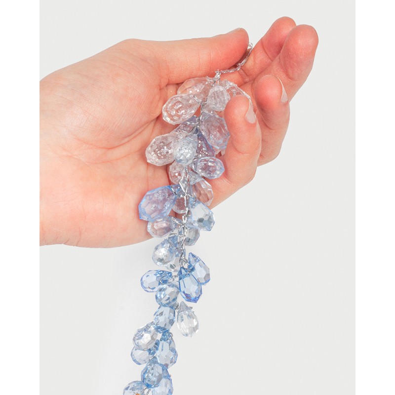 Новогоднее украшение: подвеска с кристаллами, 39 см (голубое, SL130-679)