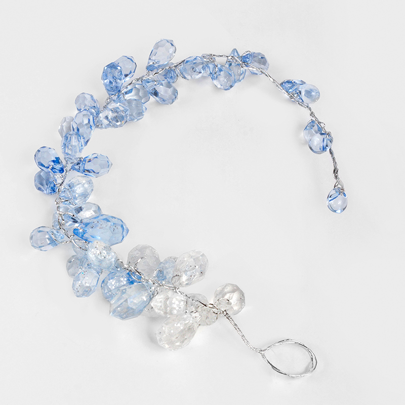 Новогоднее украшение: подвеска с кристаллами, 39 см (голубое, SL130-679)