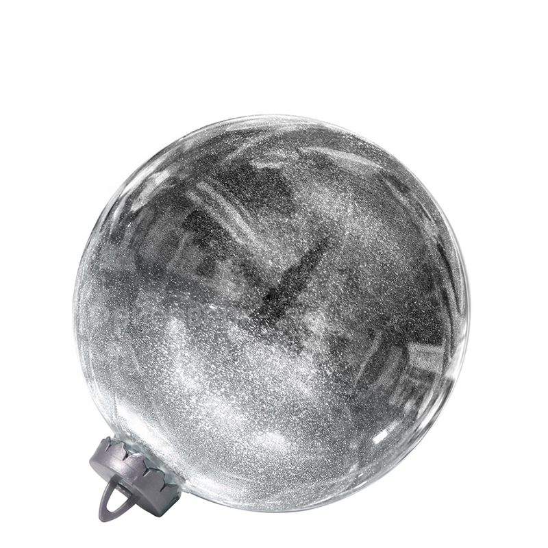Большой новогодний шар с глиттером, 20 см (серебряный, UD002-20SL)