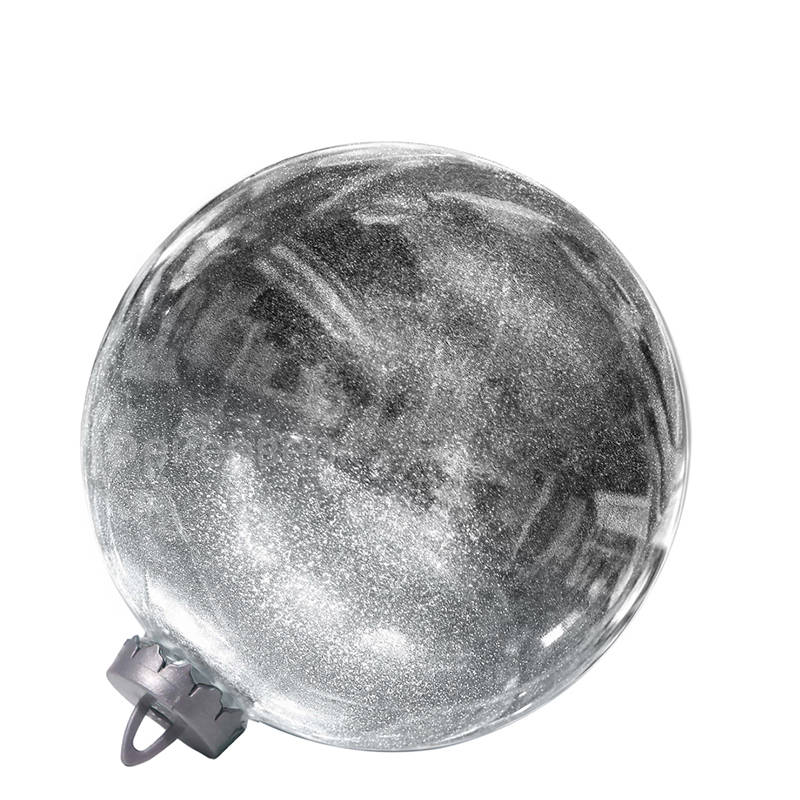 Большой новогодний шар с глиттером, 25 см (серебряный, UD002-25SL)