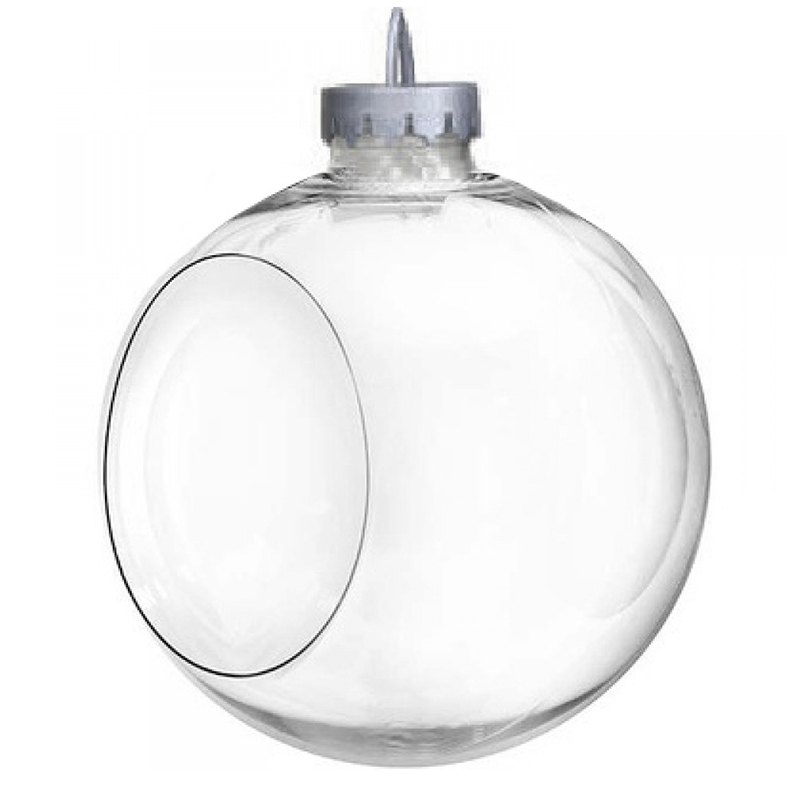 Большой новогодний шар с отверстием, 25 см (прозрачный, UD001-25)