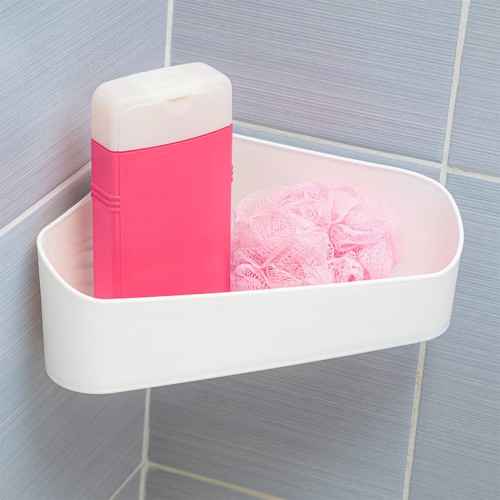 Полка для ванной комнаты угловая на скотче Полка для ванной комнаты угловая на скотче