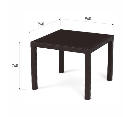 Стол пластиковый Ротанг Плюс 94x94x74 cм (мокко)