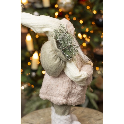 Дед Мороз в розовой шубке с лыжами и подарками, 30 см (21835-30) Дед Мороз в розовой шубке с лыжами и подарками, 30 см (21835-30)