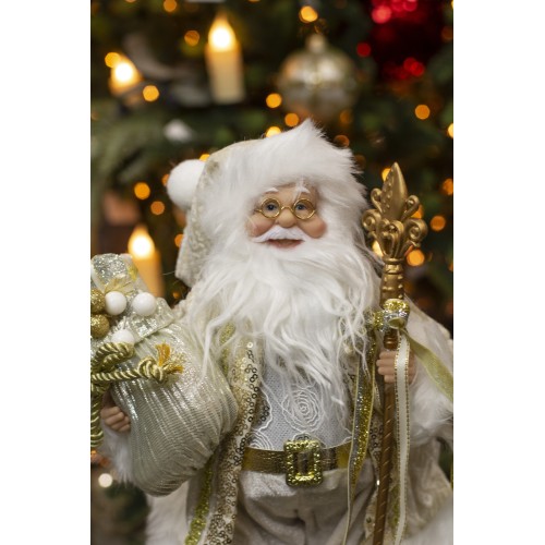 Дед Мороз в золотой шубке с подарками и посохом, 30 см (21838-30) Дед Мороз в золотой шубке с подарками и посохом, 30 см (21838-30)