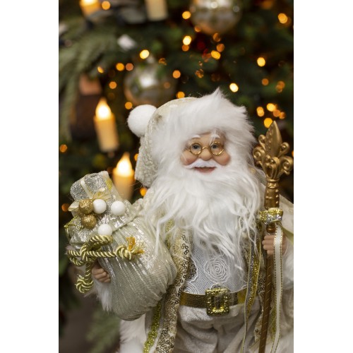 Дед Мороз в золотой шубке с подарками и посохом, 30 см (21838-30) Дед Мороз в золотой шубке с подарками и посохом, 30 см (21838-30)