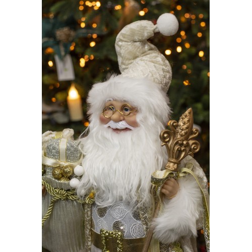 Дед Мороз в золотой шубке с подарками и посохом, 30 см (21838-30) Дед Мороз в золотой шубке с подарками и посохом, 30 см (21838-30)