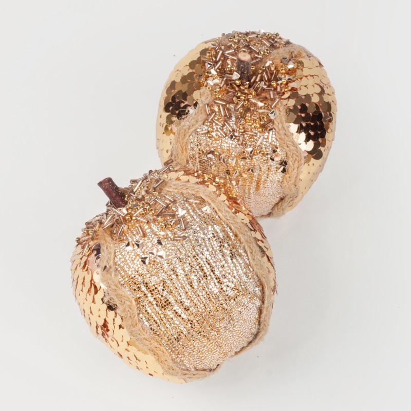Елочная игрушка «Яблоко», 8 см (золотое, 21-117)