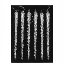 Набор из 6 сосулек, 25 см (стекло, 22-134)