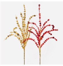 Ветка с пайетками, 65 см (красная/золото, 19-487)