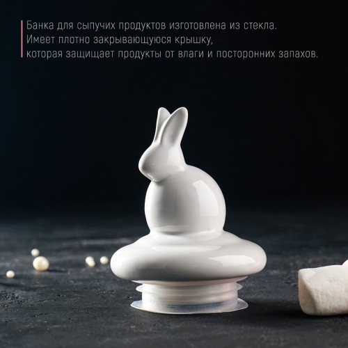 Банка стеклянная для сыпучих продуктов с керамической крышкой Зайка 230 мл 5287712
