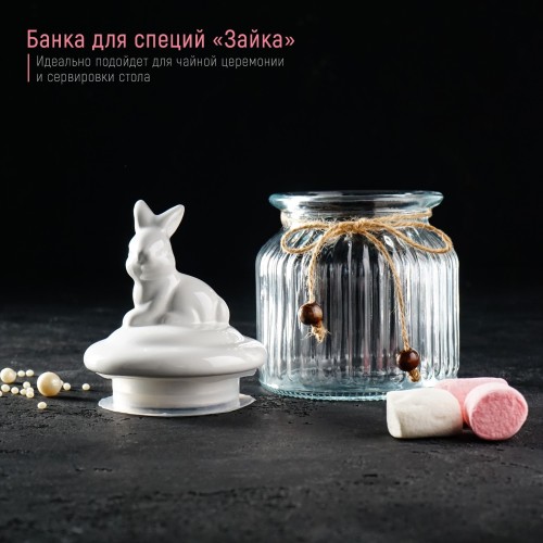 Банка для сыпучих продуктов "Зайка в золотом" 600 мл 5287726