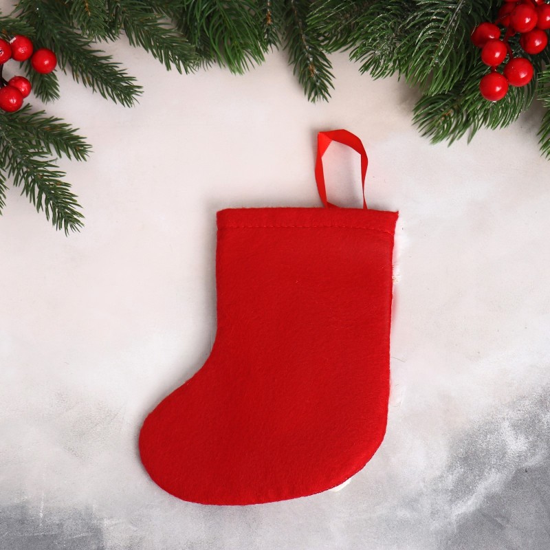 Носок-мешок для подарков "Дед Мороз в колпаке" 13х17 см красный 6938921