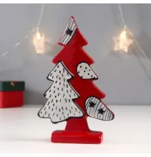 Сувенир из  керамики "Красная ёлка с заплатками и белая ёлочка"  7620324