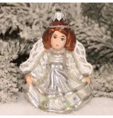 Новогоднее украшение Ангелочек серебро (ручная работа)